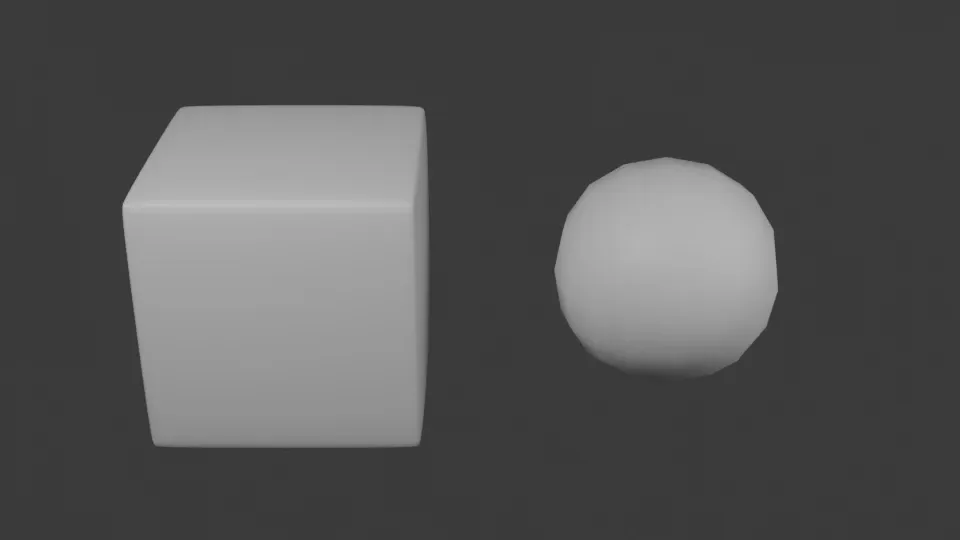 Two cubes with the same two modifiers: on the left Bevel then Subdivision, a cube with rounded edges; on the right Subdivision then Bevel, a faceted sphere